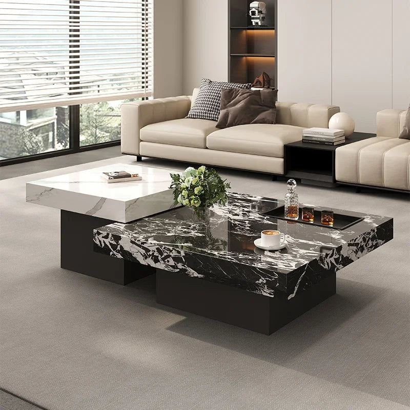 Italian Minimalist Coffee Table Modern Minimalist Living Room Marble Luxury Chinese Side Table Mesa Centro Terrace Furniture