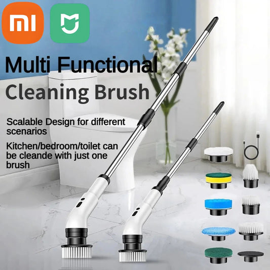 Xiaomi Electric Cleaning Brush Long Handle Mop Brush Household Extended Telescopic Pole Kitchen Bathroom Toilet Cleaning Tool