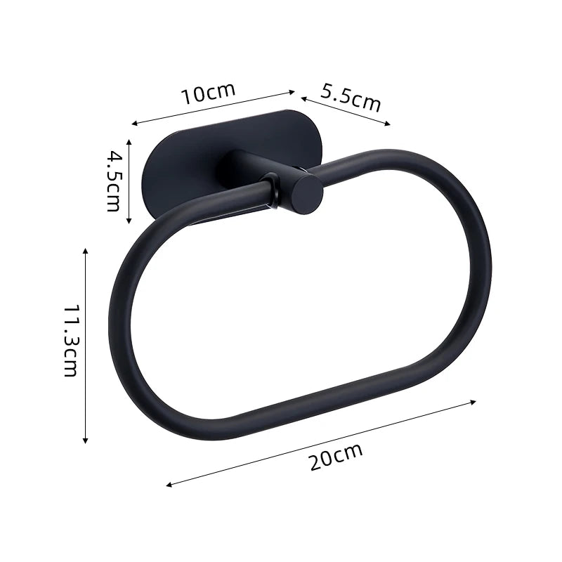 No Drilling Stainless Black Silver Towel Bar Self-adhesive Hook Paper Holder Towel Ring Brushed Gold Bathroom Accessories Set