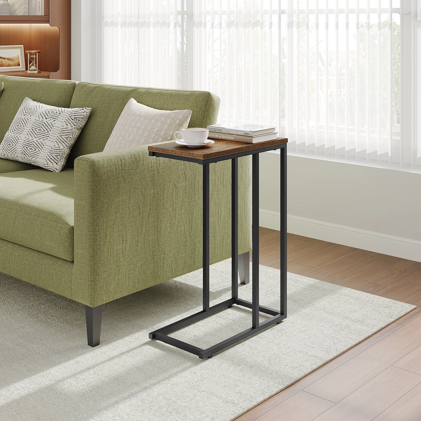 WOLTU End Table Side Table Coffee Tea Table Laptop Desk with Metal Frame Nightstand Table Bedroom Living Room Home Furniture