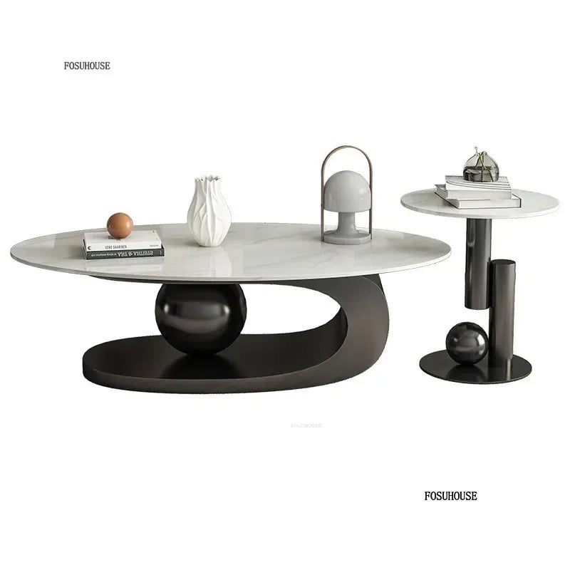 Modern Aesthetic Oval Coffee Tables Nordic Design Metal Modern Coffee Table Hotel Living Room Low Table Furniture for Home r