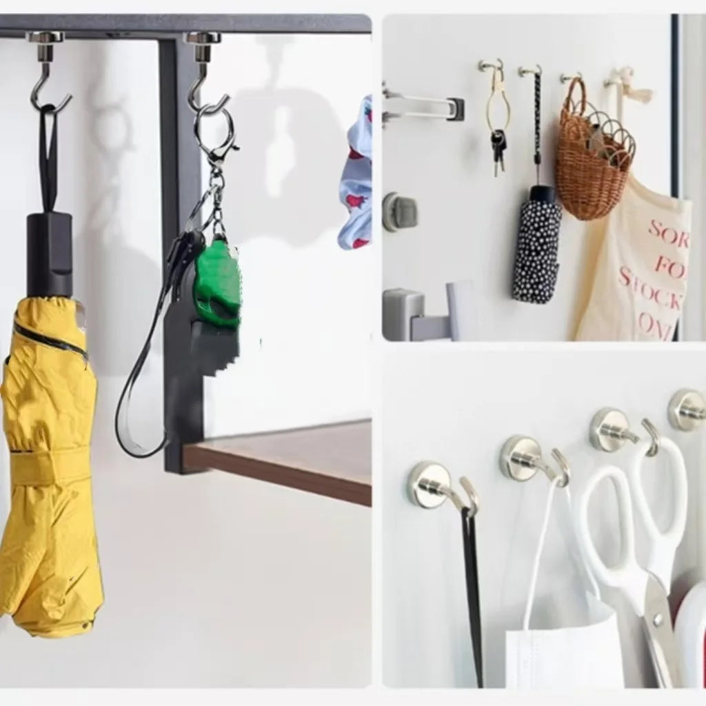 10PCS Strong Magnet Hooks Multi-Purpose Storage Hooks Home Kitchen Bar Key Universal Hooks Bathroom Hangers