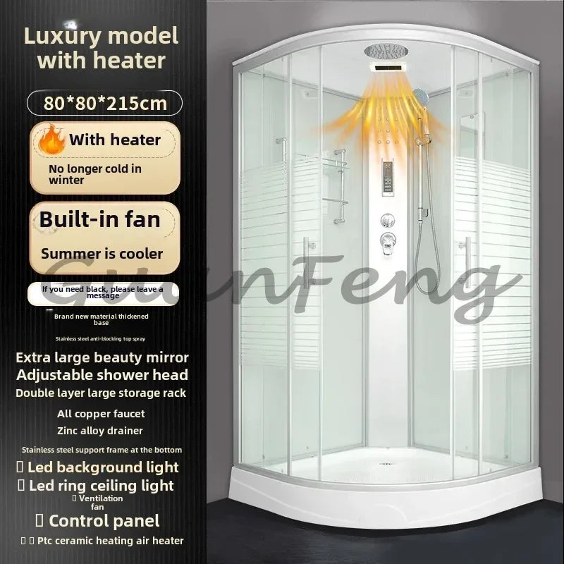 Prefabricated Bathroom Overall Room Pulley Glass Fan-Shaped Partition Bath Home Integrated Closed Bath Room