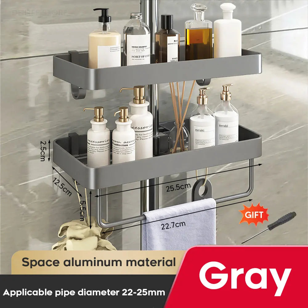 Aluminum Shower Shelf Shower Organiser Bathroom shelf Without Drilling Soap Shampoo Holder Shower Tray Bathroom Accessories