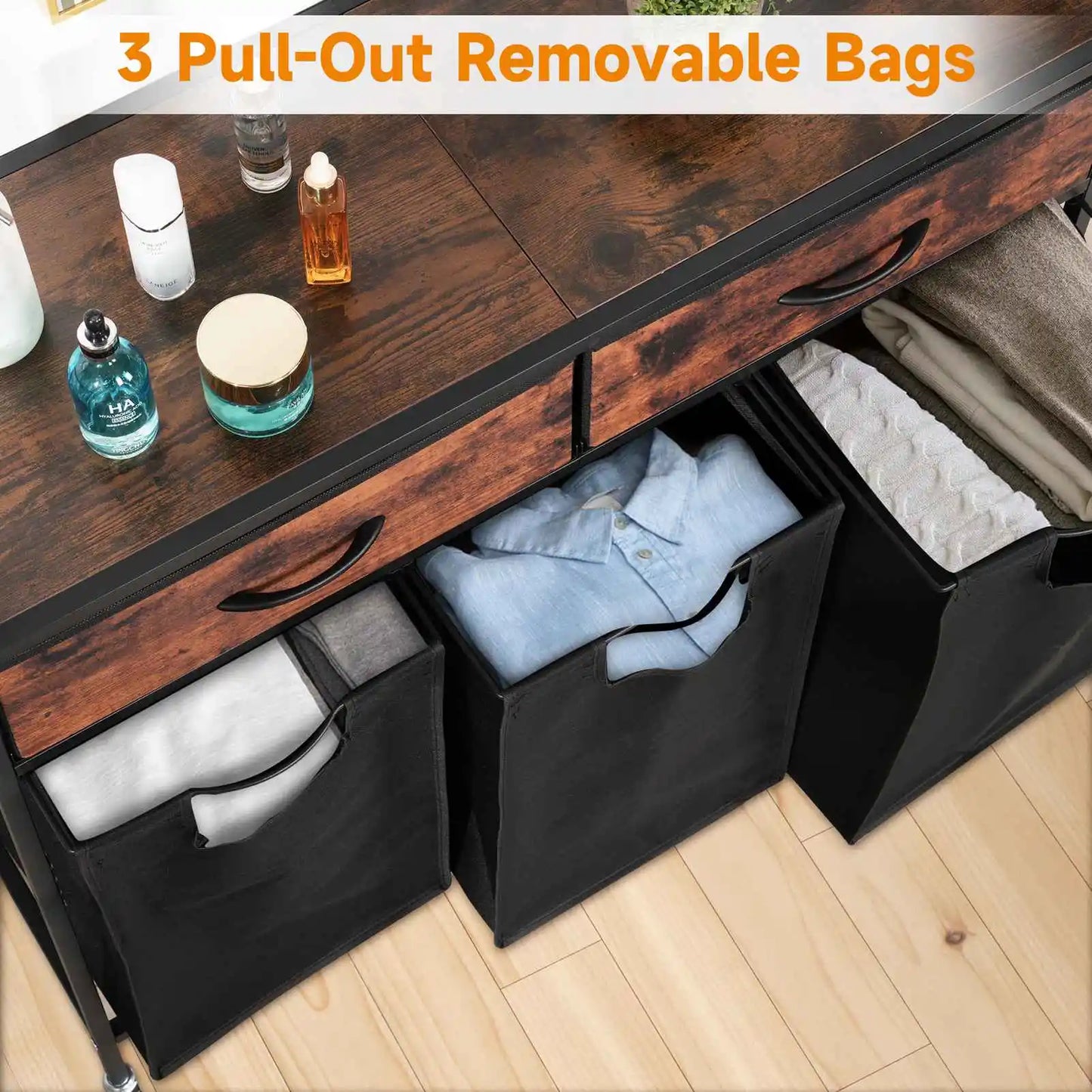 Custom Large Double Laundry Basket Freestanding Laundry Sorter Storage 2 Sections Laundry Basket with Top