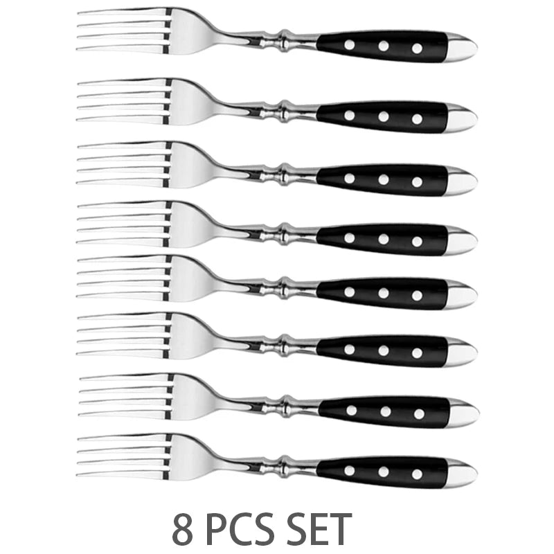 4/6/8/12 Pcs Steak Knives Forks Set Sharp Blade Black PP Handle Outdoor BBQ Picnic Meat Cutter Multi-function Fish Cutting Knife
Küchenmesser, Klassisch