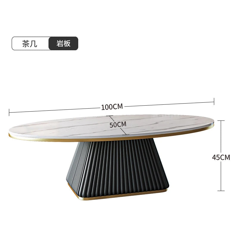 Light luxury model room coffee table designer minimalist modern living room small apartment household oval rock plate coffee tab