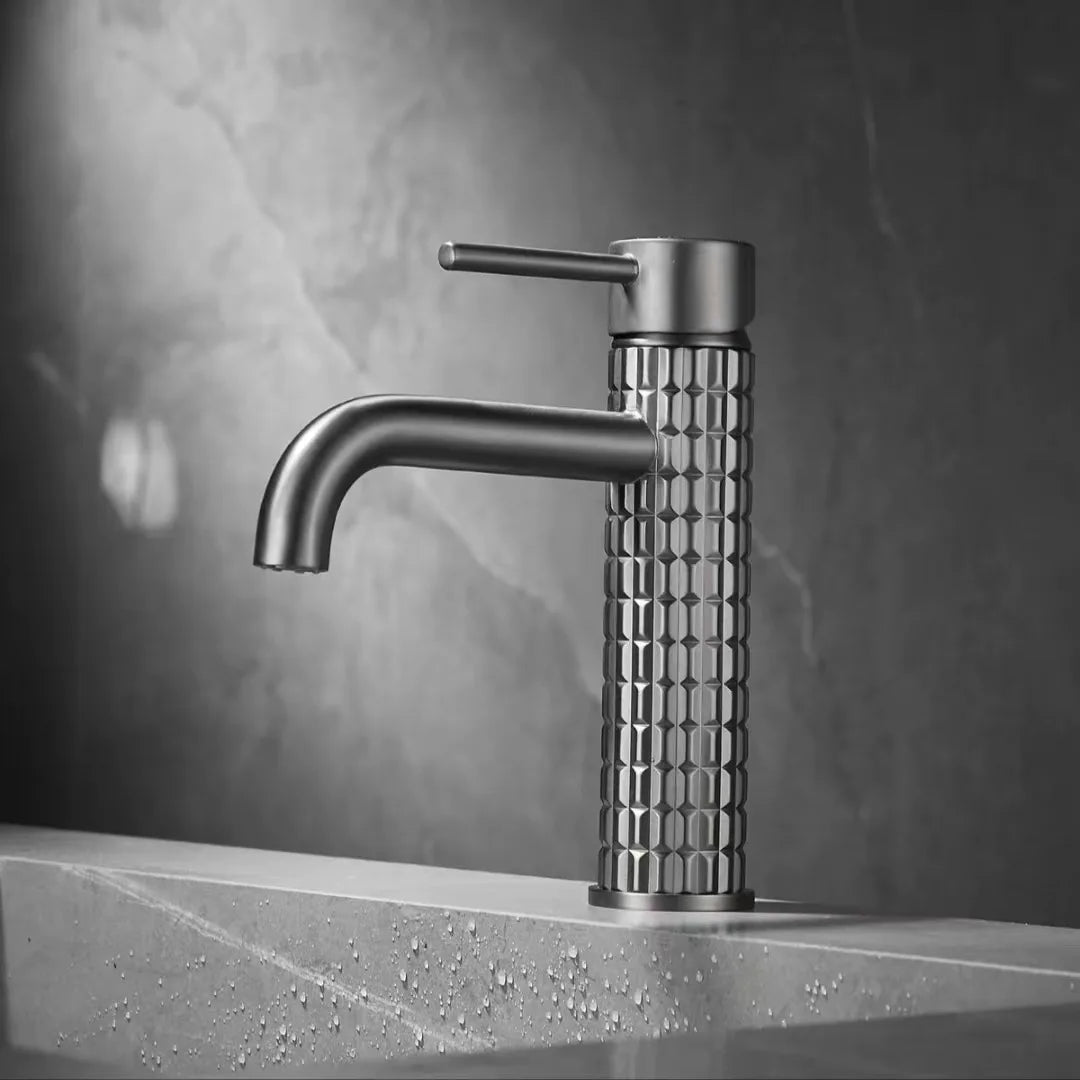 Brass bathroom basin faucet diamond single handle design high-end hotel cold and hot dual control basin high & low faucet