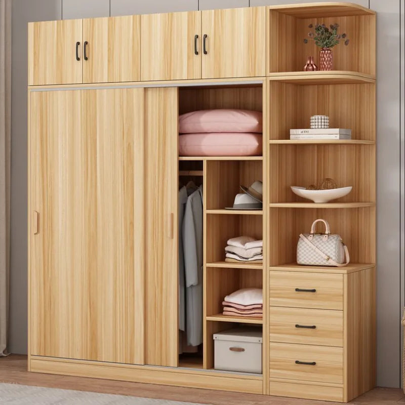 Wardrobe Home Bedroom Simple Assembly Sliding Door Storage Simple Modern Rental Room Children's Wardrobe Combination