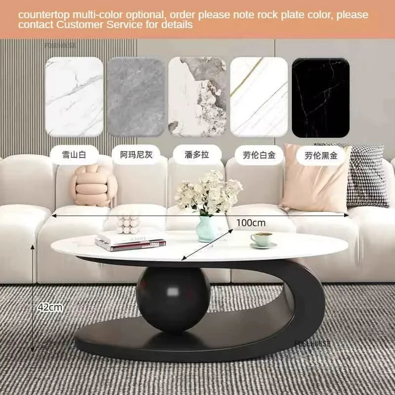 Modern Aesthetic Oval Coffee Tables Nordic Design Metal Modern Coffee Table Hotel Living Room Low Table Furniture for Home r