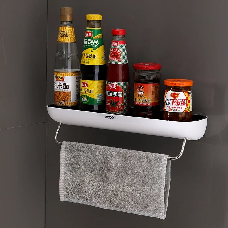 ECOCO Kitchen shelf perforated wall mounted household seasoning supplies complete knife rack rack multi-functional storage rack