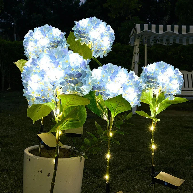 Solar Garden Lights Outdoor Waterproof LED Hydrangea Flower Light Villa Courtyard Decoration Lawn Landscape Lighting Solar Lamp