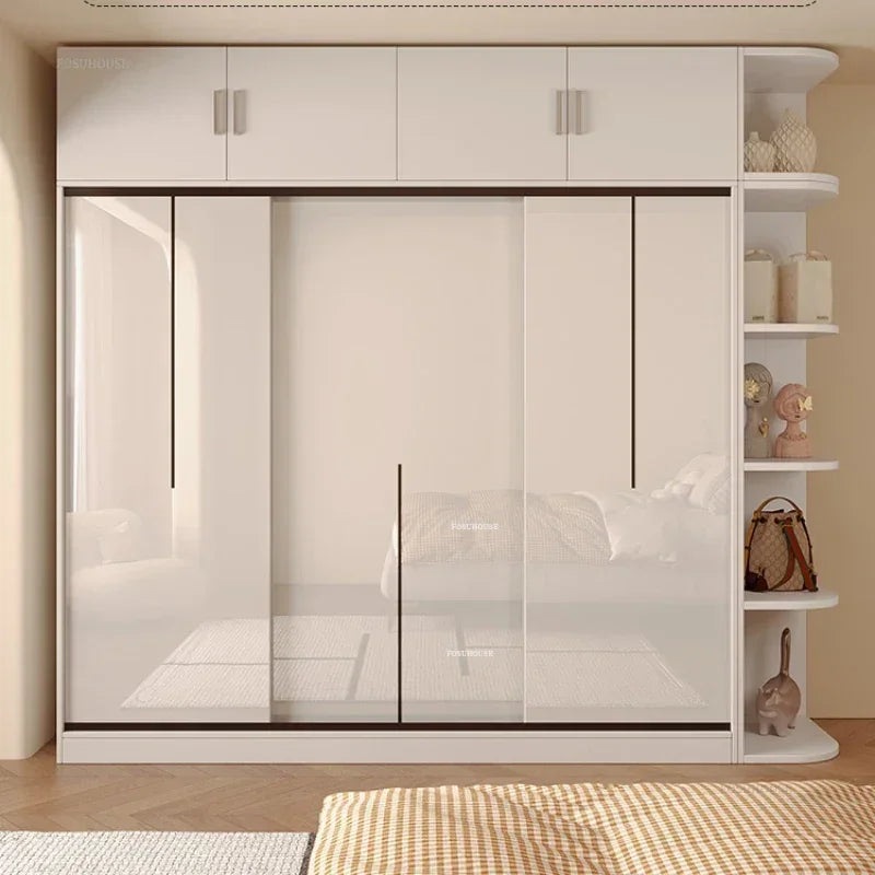 Nordic Solid Wood Assembly Clothes Wardrobe for Bedroom Sliding Door Large Wardrobes Rental House Open Closets Bedroom Furniture