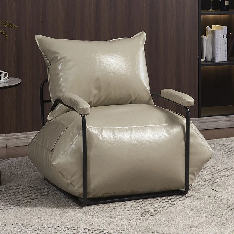FULLLOVE Retro Lazy Living Room Sofas Chair Industrial Iron Single Bean Bag Chair Simple Luxury Balcony Leisure Lounge Chair New