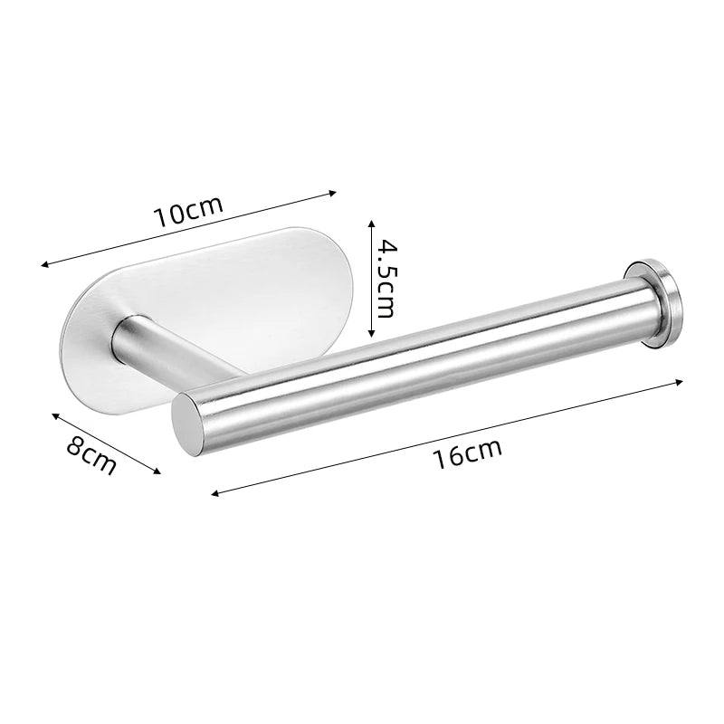 No Drilling Stainless Black Silver Towel Bar Self-adhesive Hook Paper Holder Towel Ring Brushed Gold Bathroom Accessories Set
