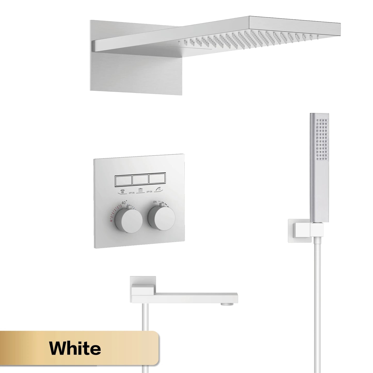AITANA Luxury gun gray brass thermostatic shower system with wall mounted design Embedded faucet for hot and cold water bathroom