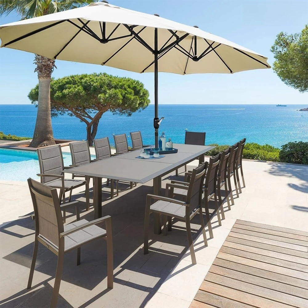 Double Sunshade with Hand Crank, Market Umbrella, Garden Umbrella, Terrace Umbrella, 460 X 270 Cm, Parasol
