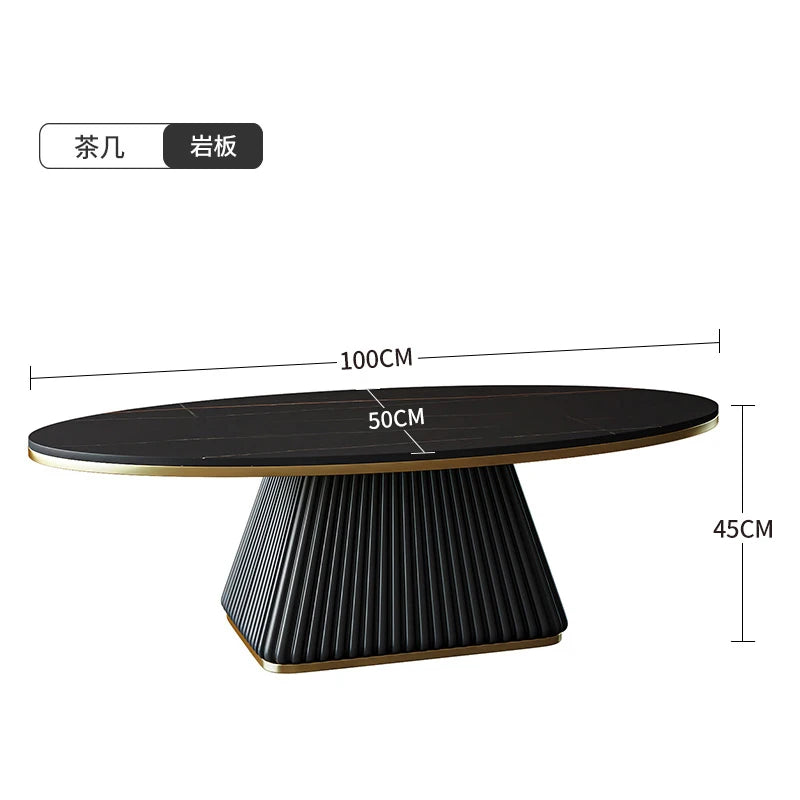 Light luxury model room coffee table designer minimalist modern living room small apartment household oval rock plate coffee tab