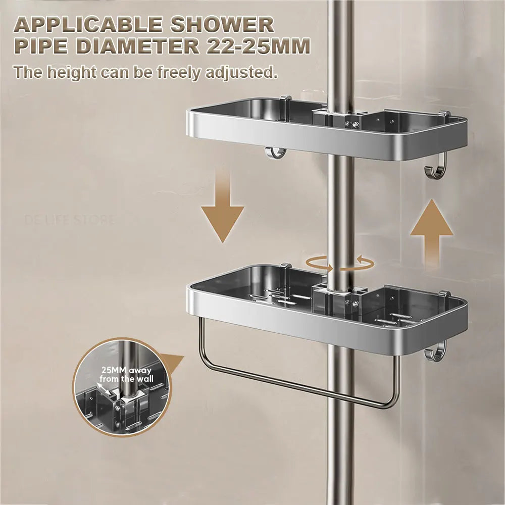 Aluminum Shower Shelf Shower Organiser Bathroom shelf Without Drilling Soap Shampoo Holder Shower Tray Bathroom Accessories