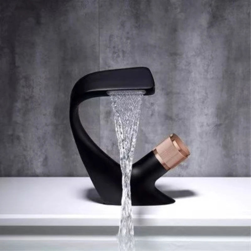 Waterfall faucet Stainless steel hot and cold water faucet G1/2 (20 mm) thread Wash basin faucet High-end art