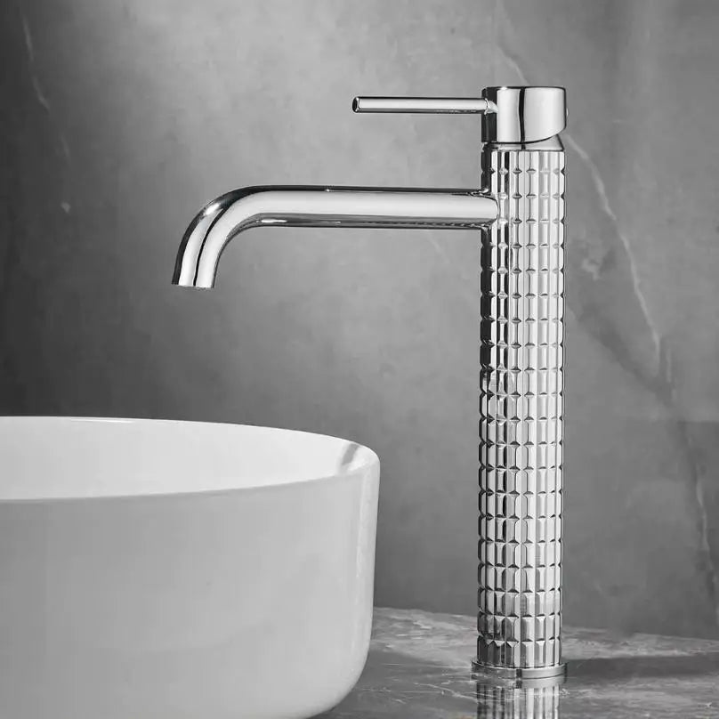 Brass bathroom basin faucet diamond single handle design high-end hotel cold and hot dual control basin high & low faucet