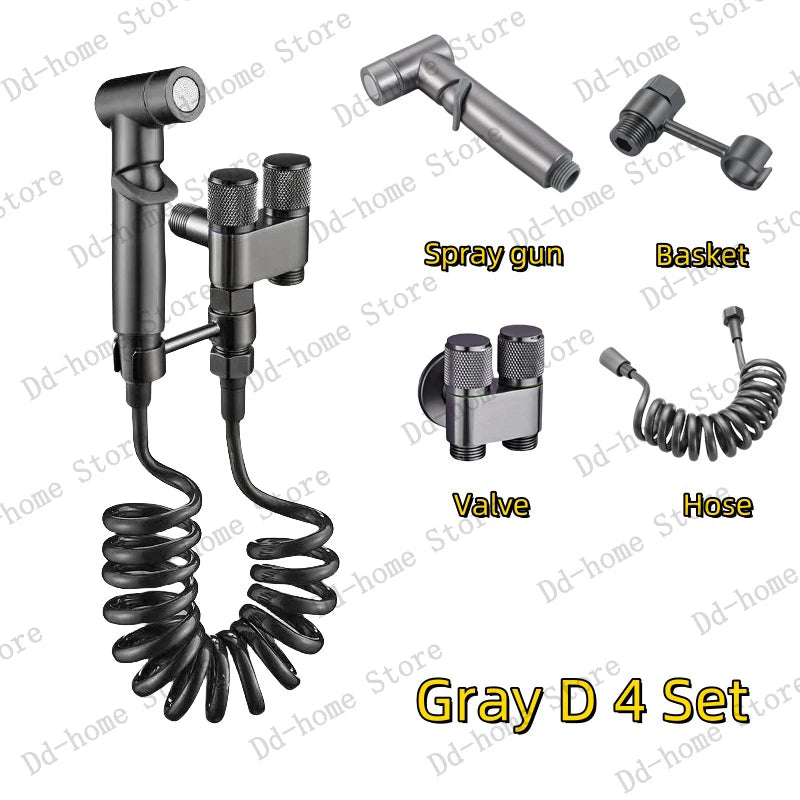 Handheld Bidet Spray Gun Portable High Pressure Bidet Spray Gun Set Bathroom Cleaning Women's Washing Toilet Accessories