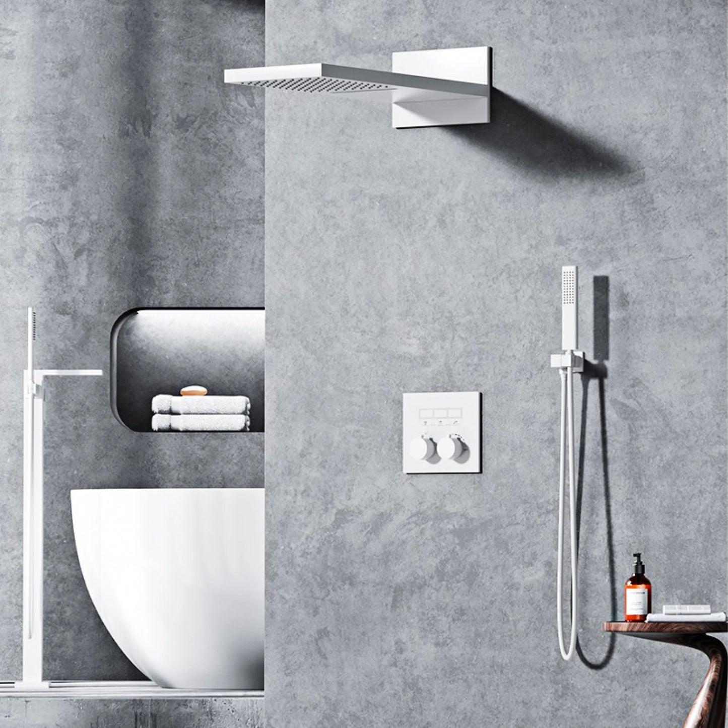 AITANA Luxury gun gray brass thermostatic shower system with wall mounted design Embedded faucet for hot and cold water bathroom