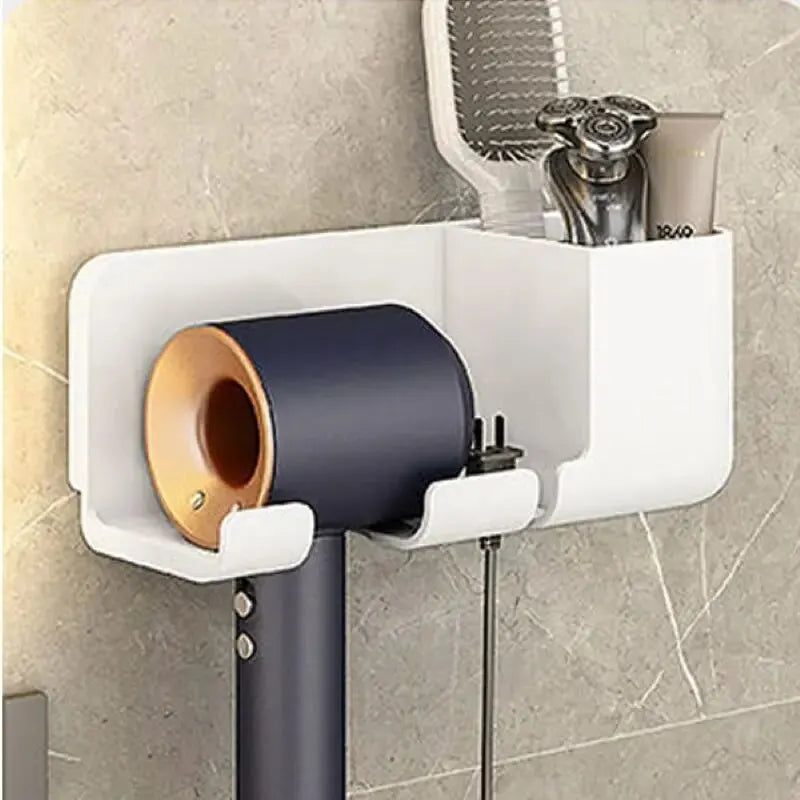 1pc Hair Dryer Storage Rack Non Punching Bathroom Wall Mounted