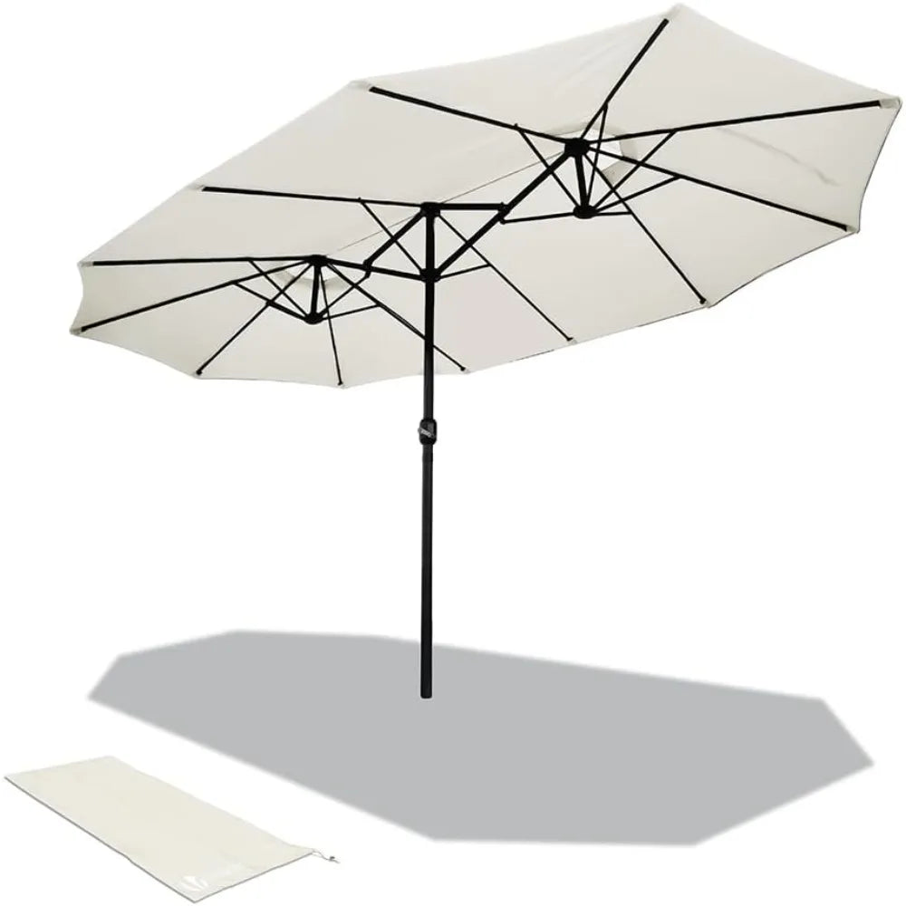 Double Sunshade with Hand Crank, Market Umbrella, Garden Umbrella, Terrace Umbrella, 460 X 270 Cm, Parasol