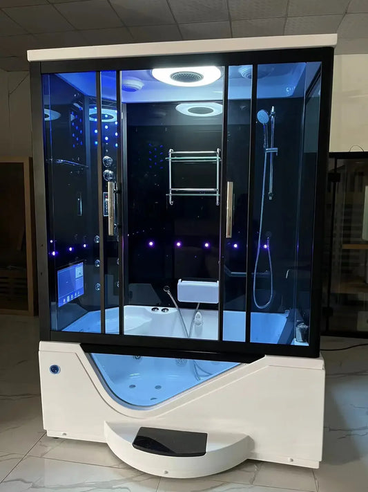 Superior Rectangular overall shower room, bathtub, integrated with foot pedal, wet steaming, surfing, massage bathtub