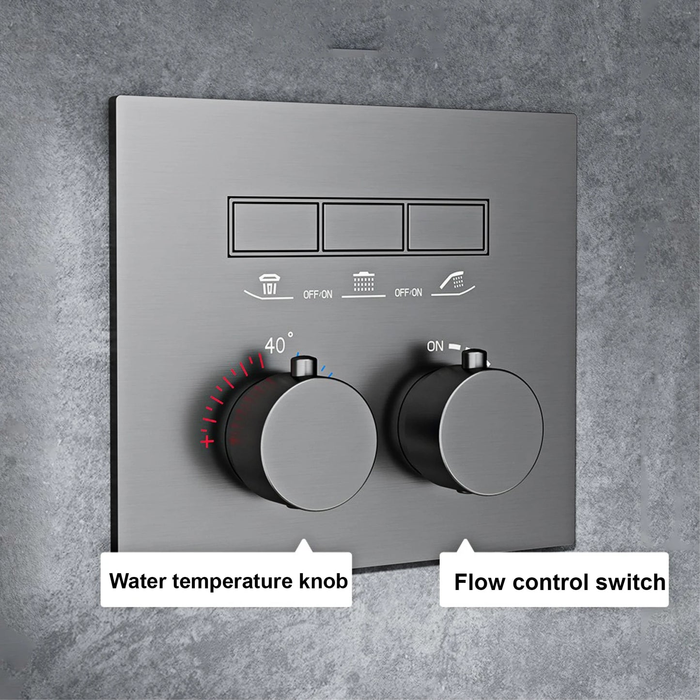 AITANA Luxury gun gray brass thermostatic shower system with wall mounted design Embedded faucet for hot and cold water bathroom