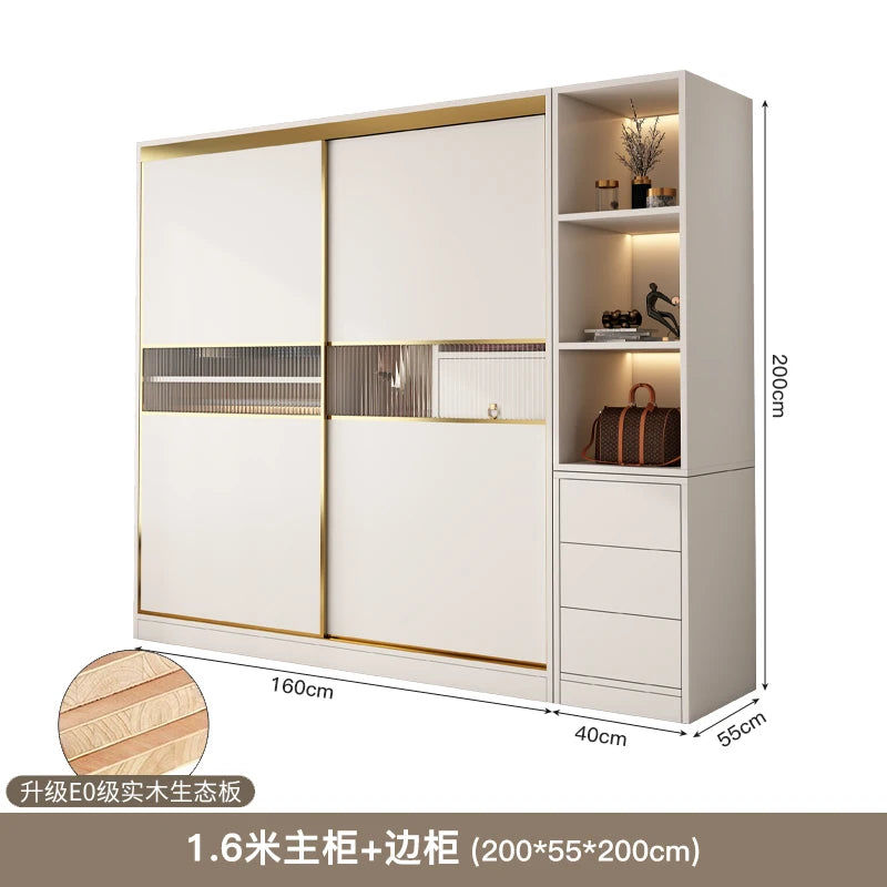Bedroom Sliding Doors Wardrobe Storage Multifuncion Wooden Bedroom Wardrobe Portable Partitions Vestidores Unique Furniture