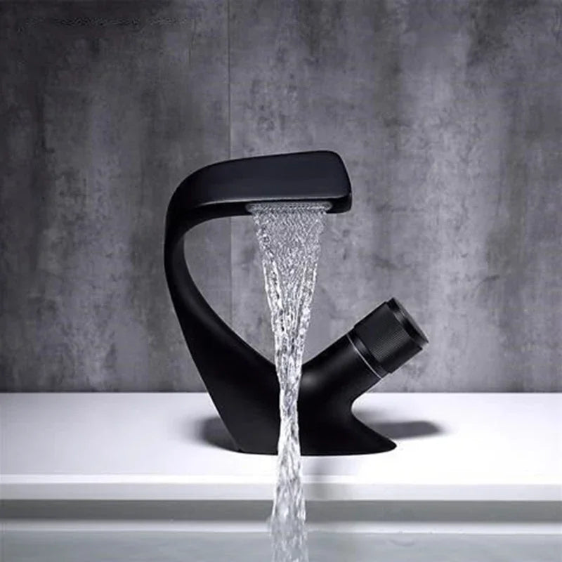 Waterfall faucet Stainless steel hot and cold water faucet G1/2 (20 mm) thread Wash basin faucet High-end art