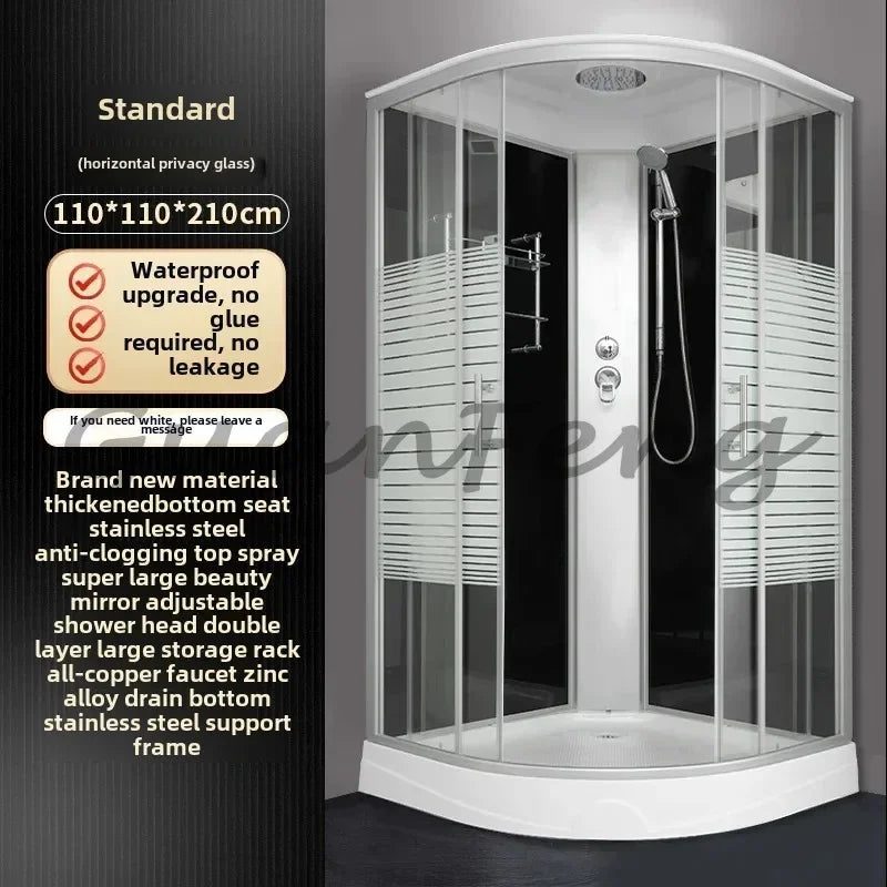 Prefabricated Bathroom Overall Room Pulley Glass Fan-Shaped Partition Bath Home Integrated Closed Bath Room