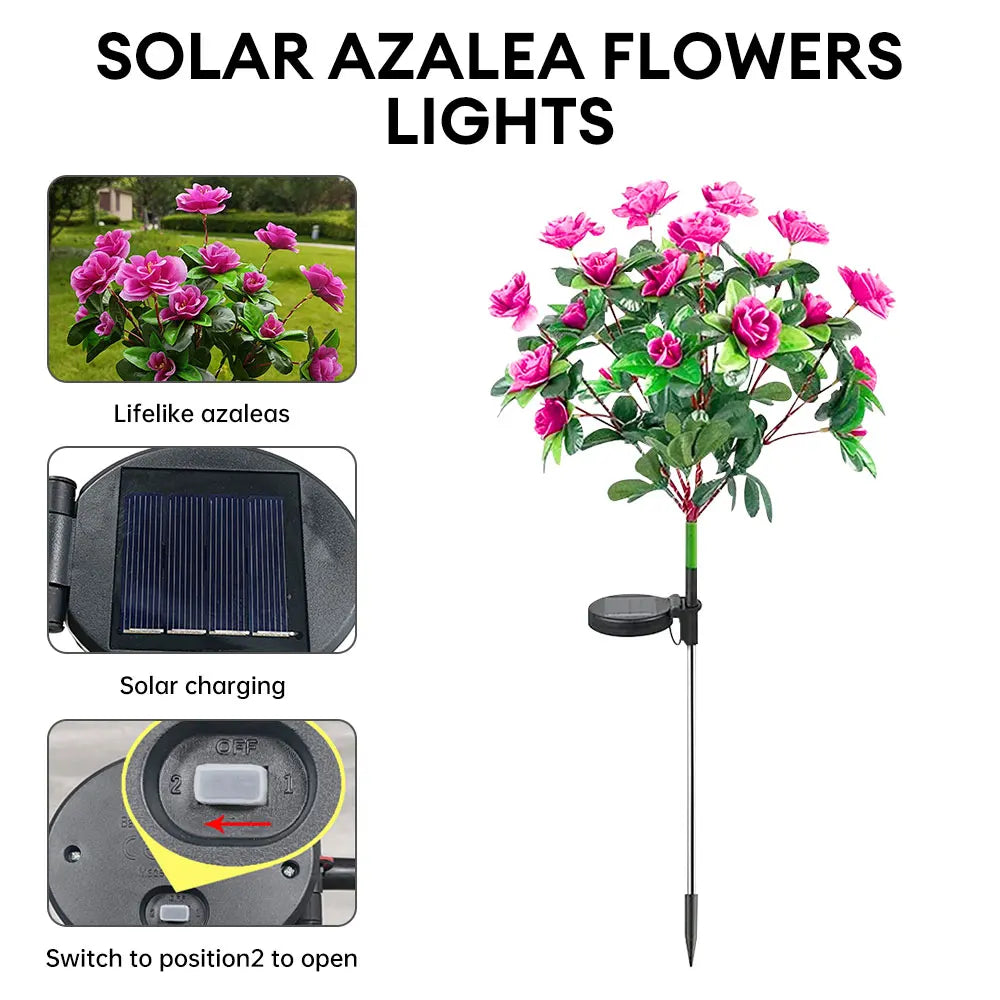 LED Solar Light Waterproof Azalea Solar Flowers Lamp Outdoor Decorative for Garden Yard Lawn Path Lighting Holiday Wedding Decor