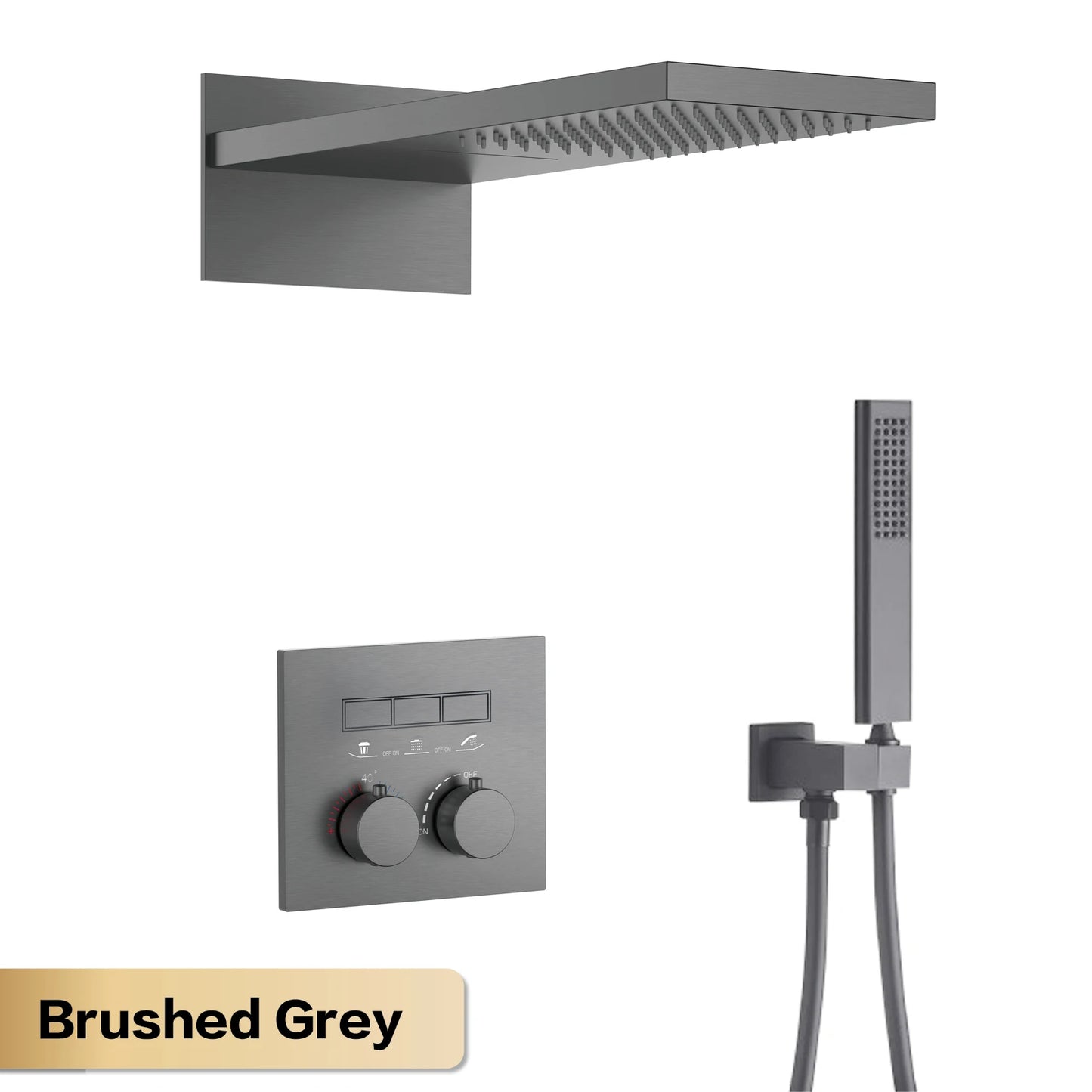 AITANA Luxury gun gray brass thermostatic shower system with wall mounted design Embedded faucet for hot and cold water bathroom