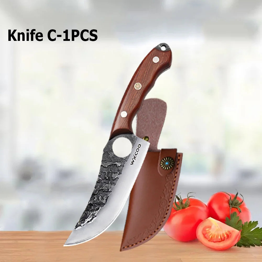 1~4pcs Professional Kitchen Butcher Knife Set for Meat Fish Cleaver Chef 's Knife Hand Forged Boning Knife for Cooking Tool