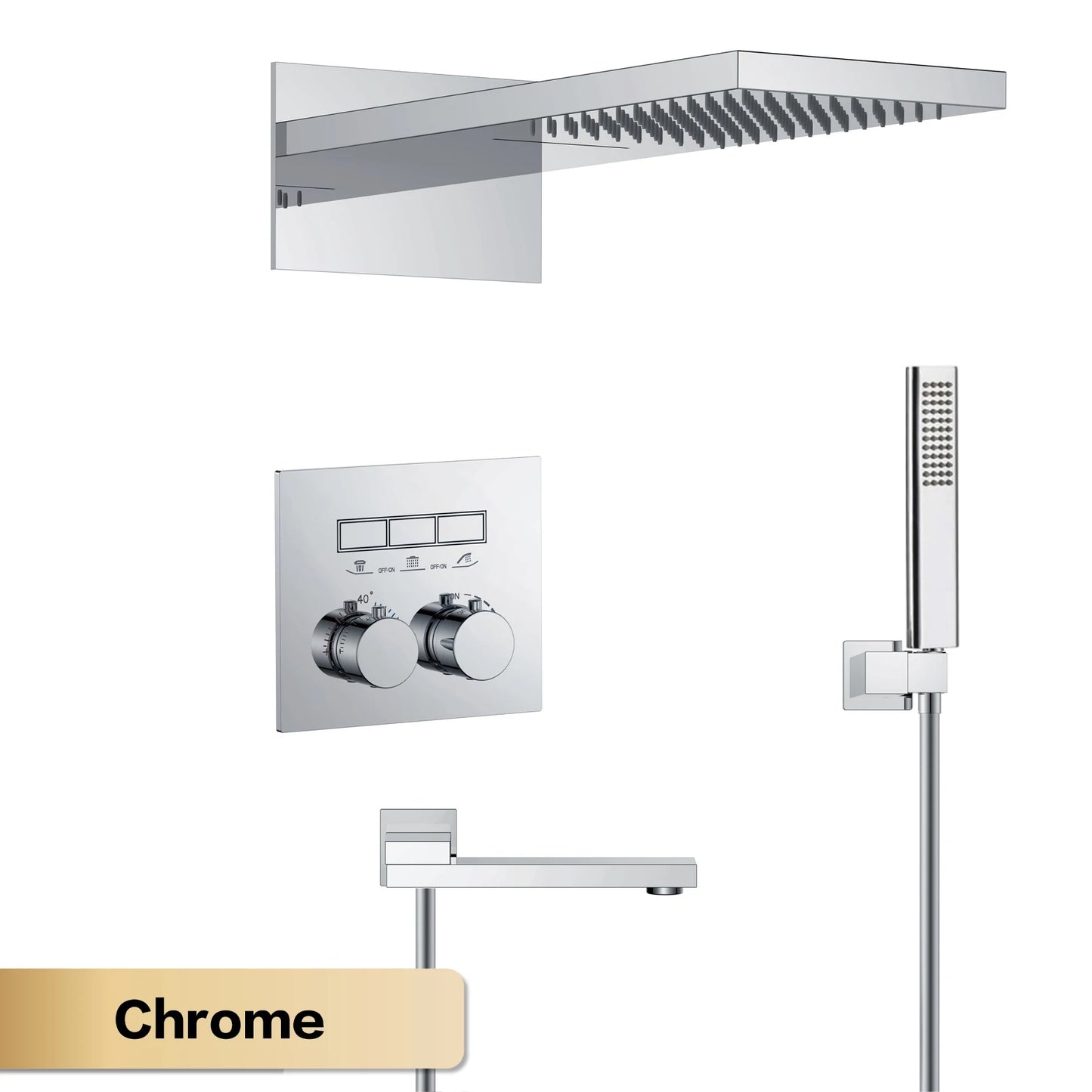 AITANA Luxury gun gray brass thermostatic shower system with wall mounted design Embedded faucet for hot and cold water bathroom