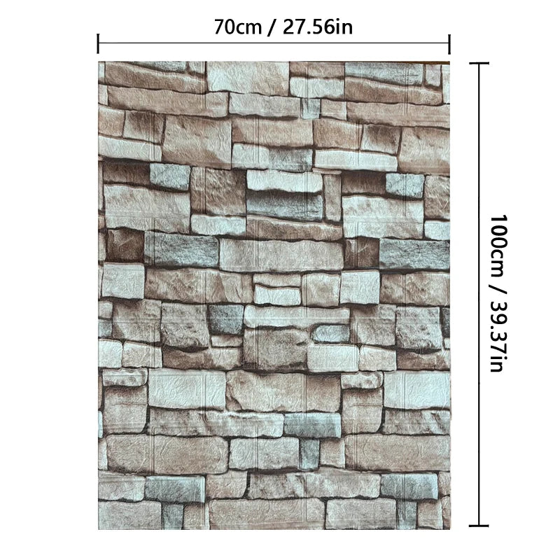 70cmx1m Waterproof and Moisture-proof Self-adhesive DIY Wallpaper Living Room 3D Imitation Brick Bedroom Home Decoration