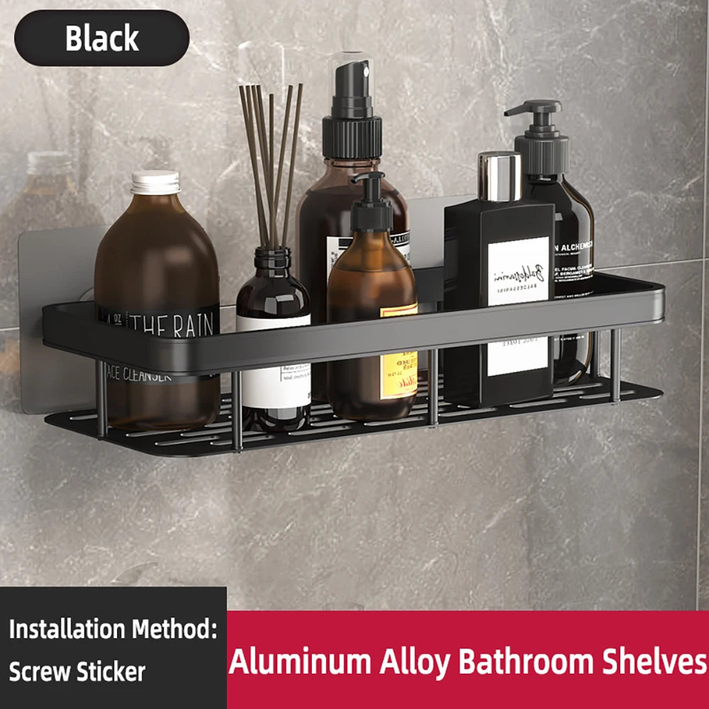 Wall Hanging Corner Rectangular Rack Bathroom Shelf Towel Rack Shelves Wall Shower Shampoo Rack No Drill Shelf Tripod
