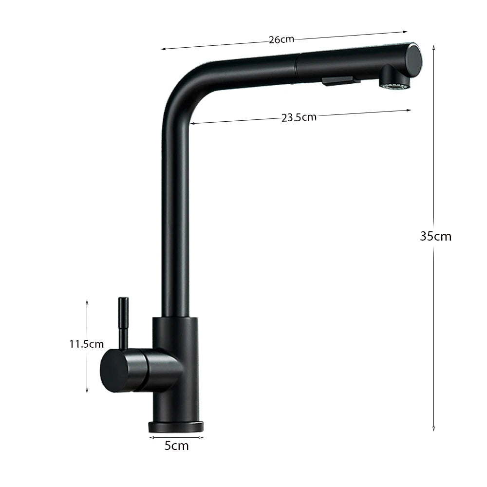 Free Shipping Black Pull Out Kitchen Sink Faucet Two Model Stream Sprayer Nozzle Stainless Steel Hot Cold Wate Mixer Tap Deck