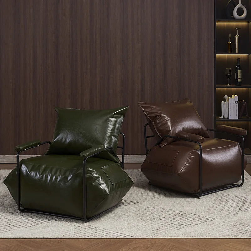 FULLLOVE Retro Lazy Living Room Sofas Chair Industrial Iron Single Bean Bag Chair Simple Luxury Balcony Leisure Lounge Chair New