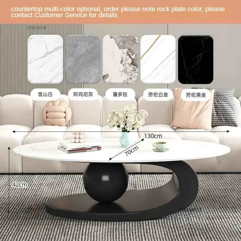Modern Aesthetic Oval Coffee Tables Nordic Design Metal Modern Coffee Table Hotel Living Room Low Table Furniture for Home r