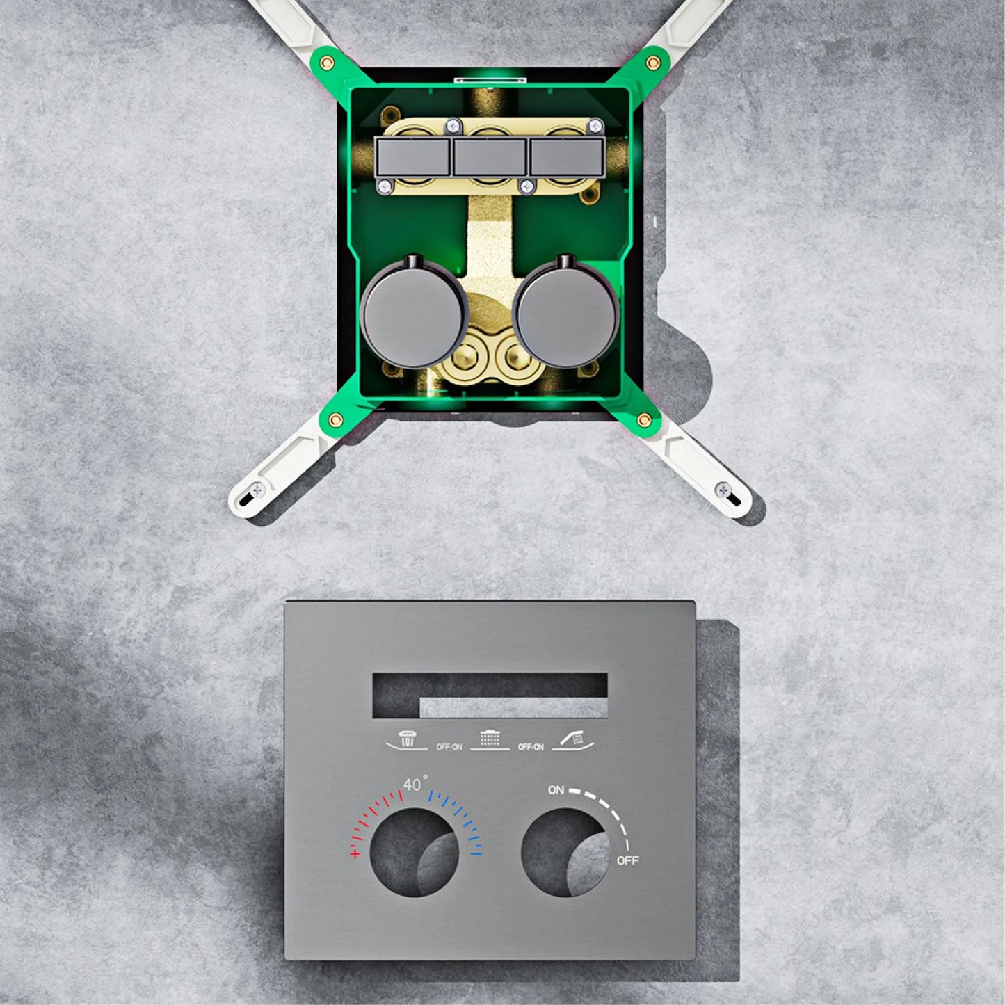 AITANA Luxury gun gray brass thermostatic shower system with wall mounted design Embedded faucet for hot and cold water bathroom