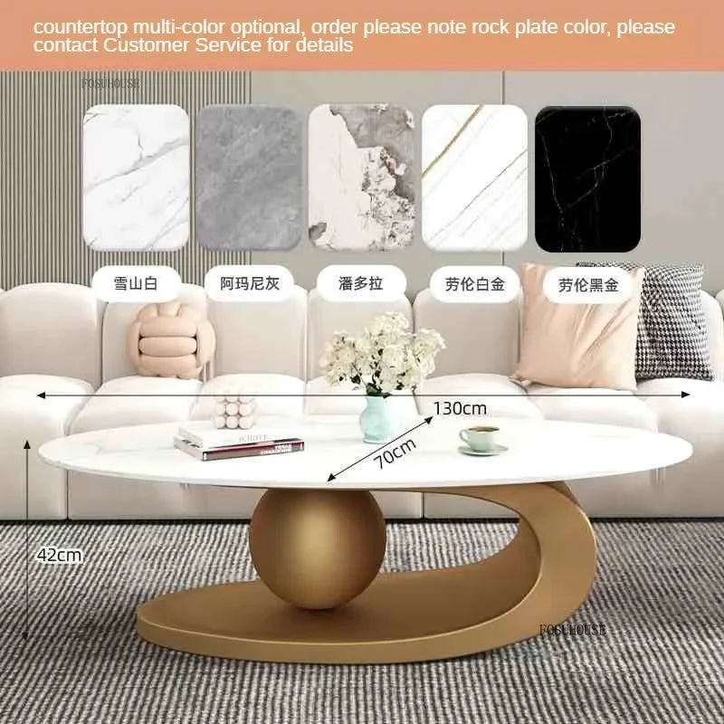 Modern Aesthetic Oval Coffee Tables Nordic Design Metal Modern Coffee Table Hotel Living Room Low Table Furniture for Home r