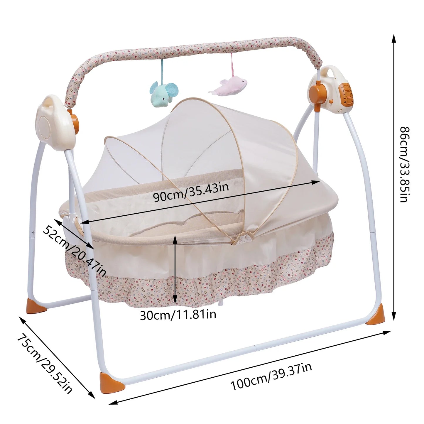 0-18 Months 25kg Electric Baby Crib Cradle Infant Rocker Auto Swing Bed Baby Cradle 5 Gear Speed Adjustment