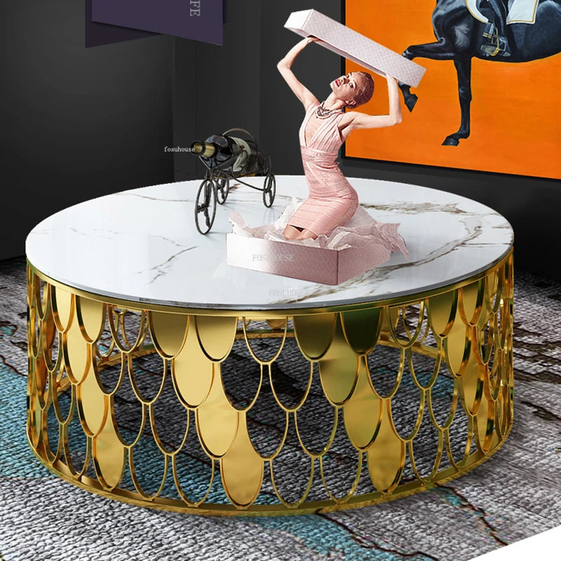 Nordic Light Luxury Metal Coffee Tables Home Furniture Living Room Designer Fish Scale Side Table Bedroom Creative Bedside Table