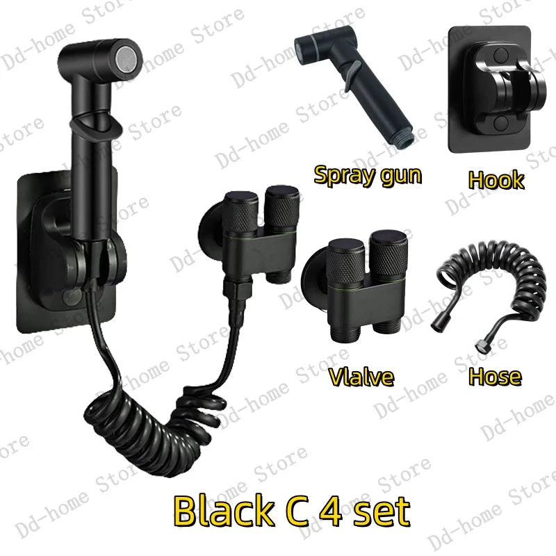 Handheld Bidet Spray Gun Portable High Pressure Bidet Spray Gun Set Bathroom Cleaning Women's Washing Toilet Accessories