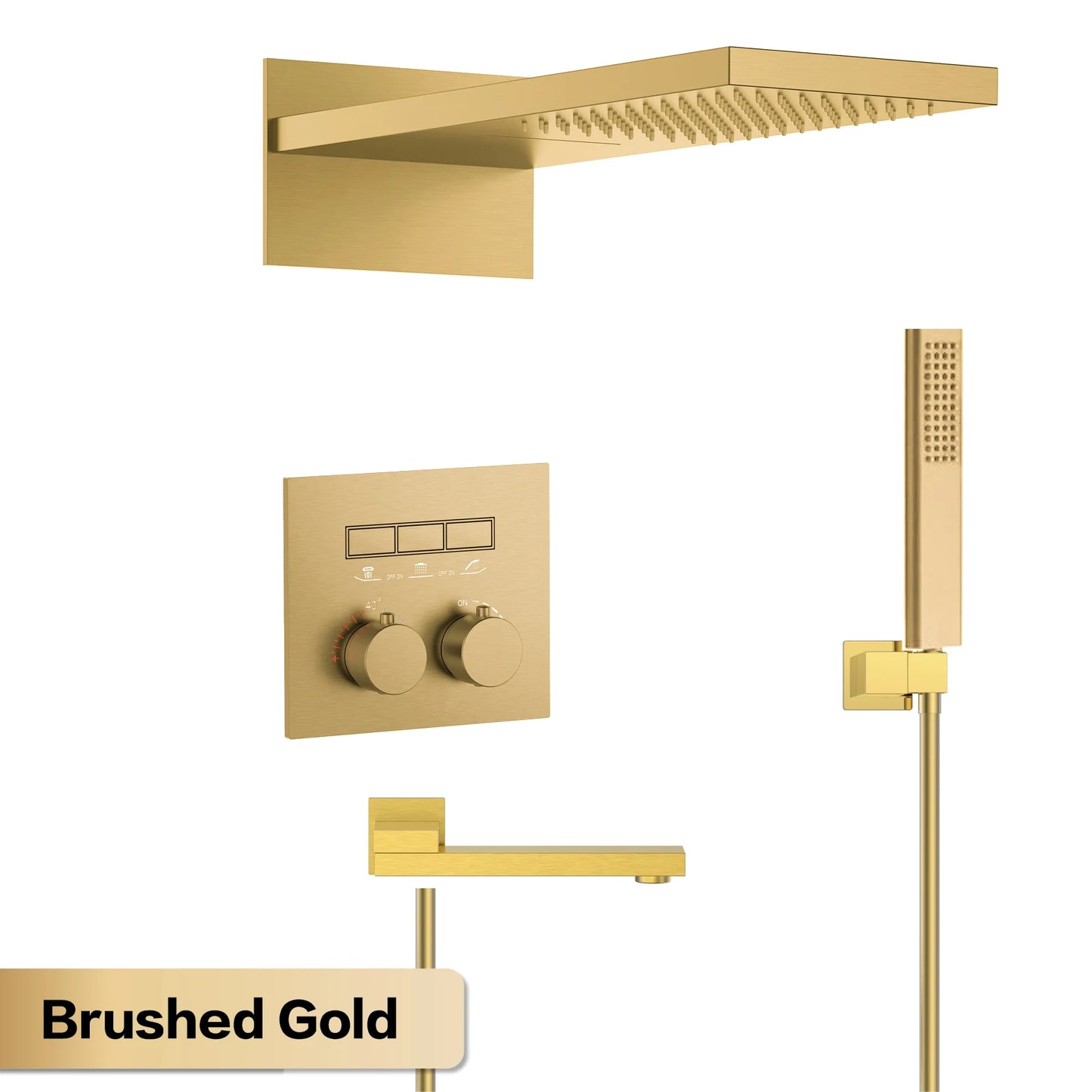 AITANA Luxury gun gray brass thermostatic shower system with wall mounted design Embedded faucet for hot and cold water bathroom