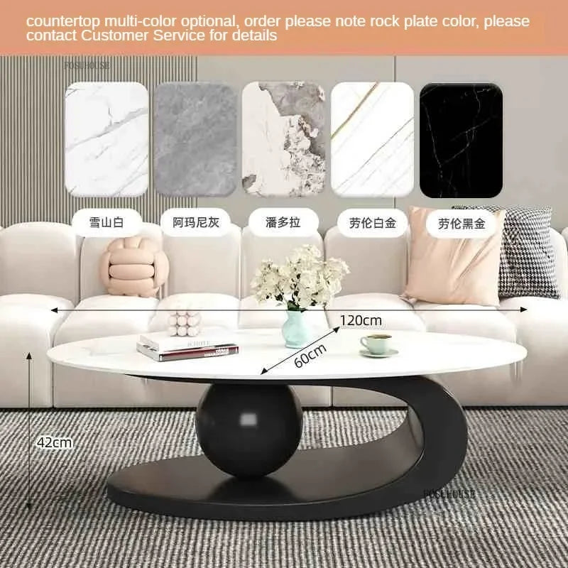 Modern Aesthetic Oval Coffee Tables Nordic Design Metal Modern Coffee Table Hotel Living Room Low Table Furniture for Home r